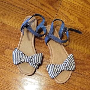 Wonder Nation Blue Striped Bow Sandals